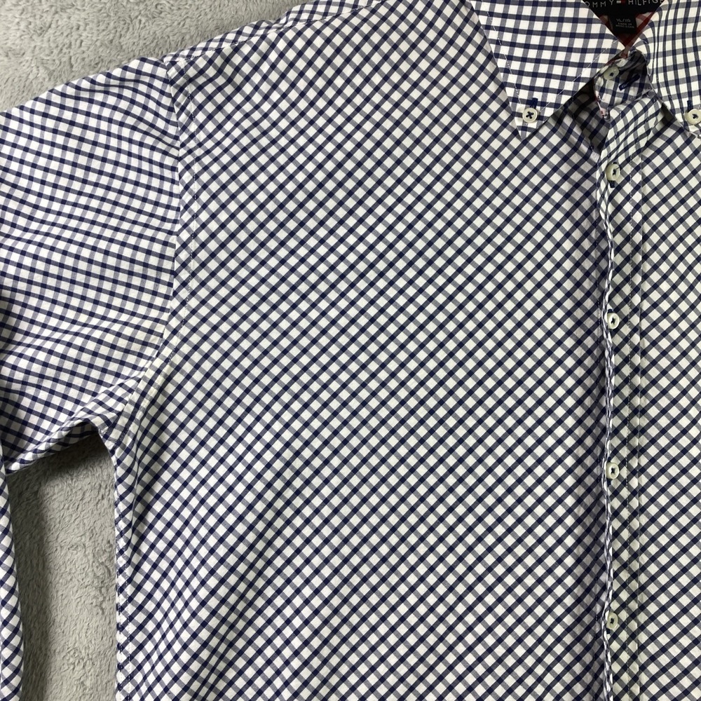 Vintage Tommy Hilfiger Shirt Men XL Blue Button Down Flip Cuff Long Sleeve - Picture 3 of 16